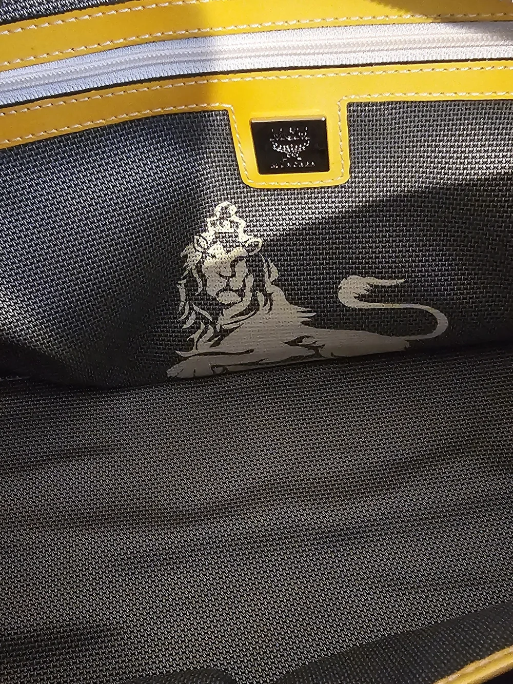 MCM Yellow Patent Leather Boston Satchel Bag